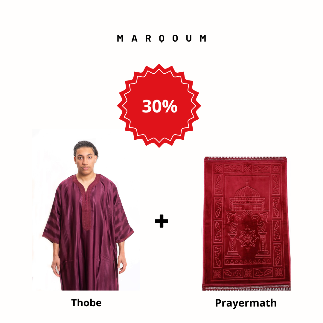 Premium bordeaux Thobe + Red Prayermath