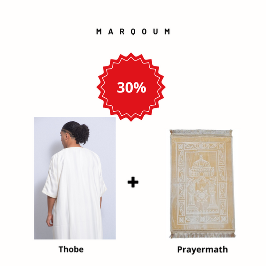 Classic White Thobe + Beige Prayermath